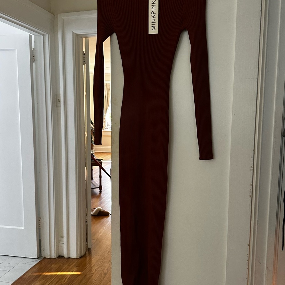 MINKPINK Rust Backless Long Sleeve Dress - Picture 5 of 8